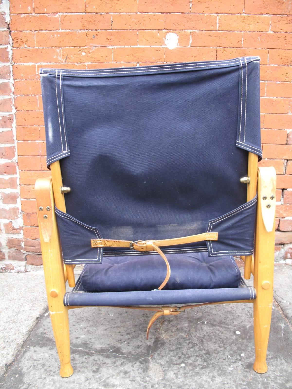 Kaare Klint Safari Chair by Rud .Rassmussen In Good Condition In Brooklyn, NY