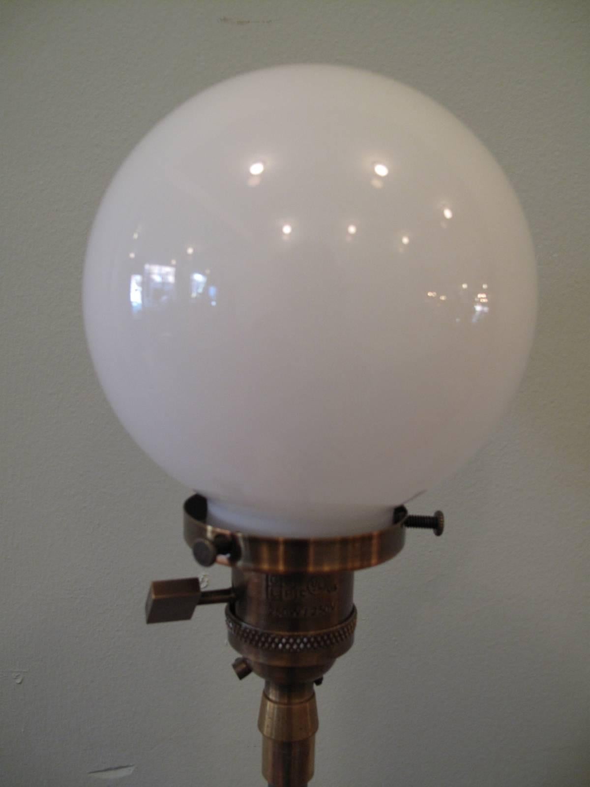 American Minimalist Floor Lamp with Petite Milk Glass Globe