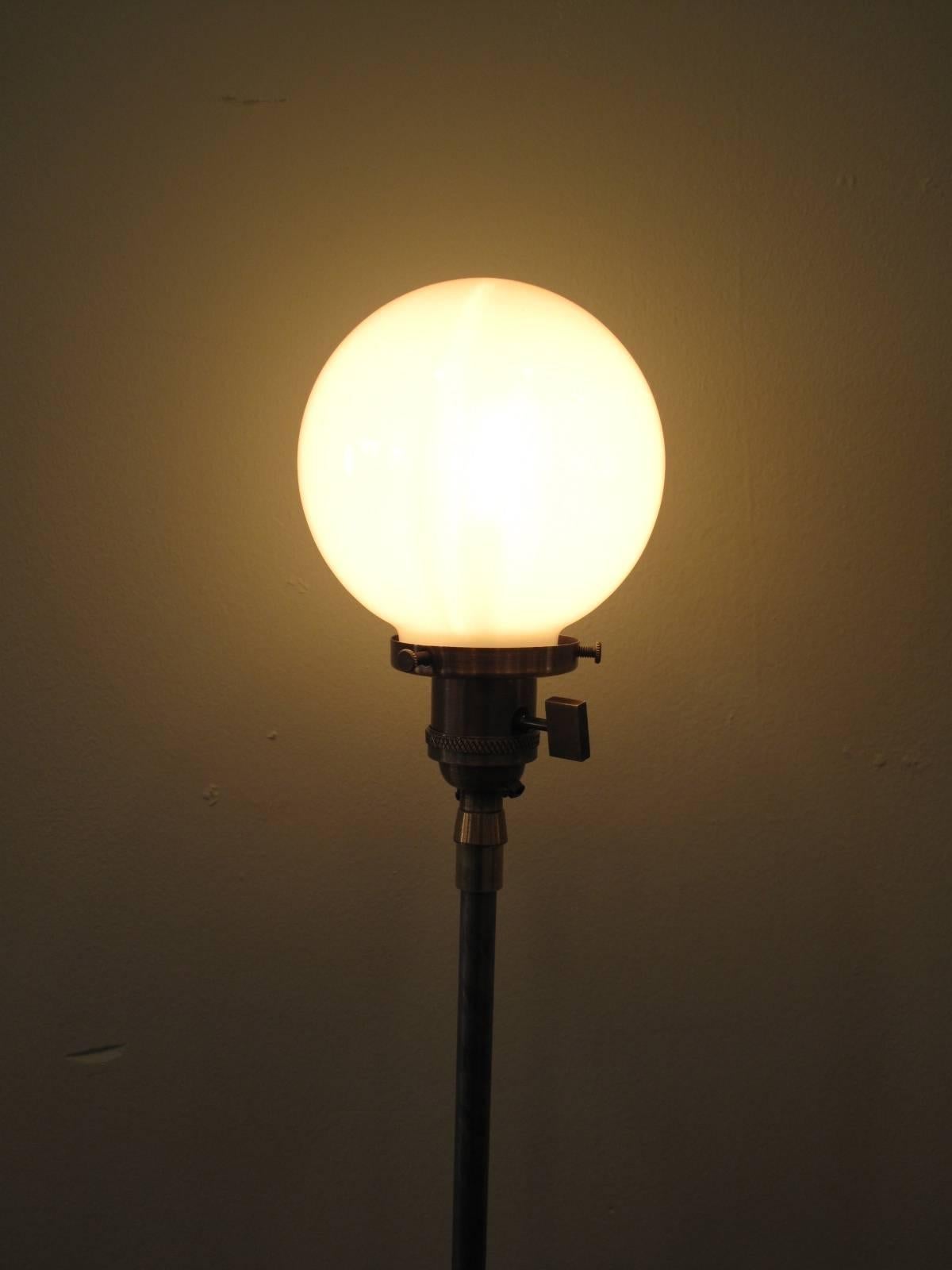Minimalist Floor Lamp with Petite Milk Glass Globe 1