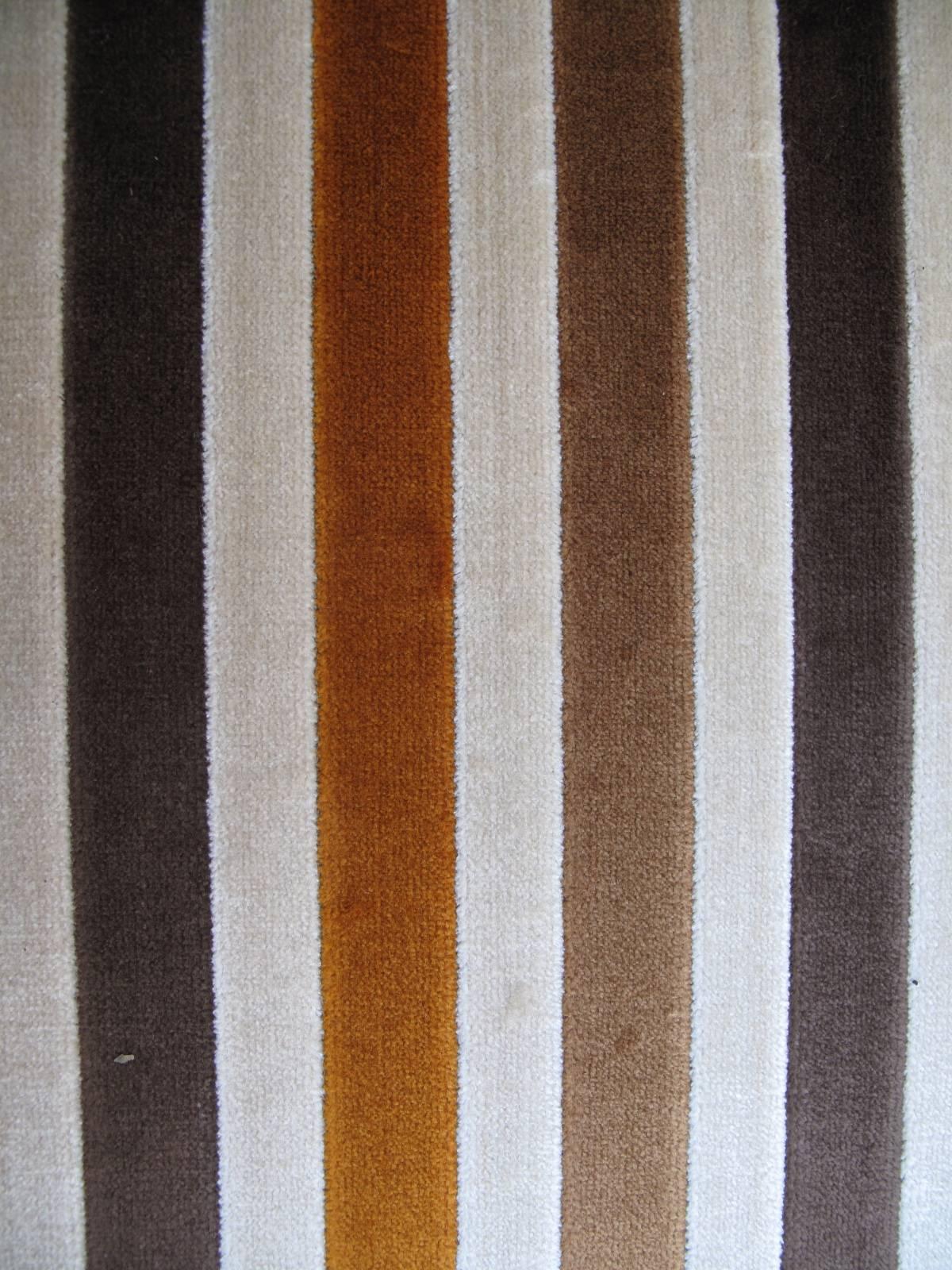 Late 20th Century Tailored Mid-Century Sofa in Striped Velvet