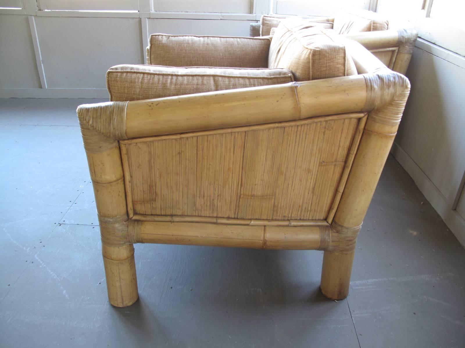 Modern Mammoth Pair of Bamboo Armchairs For Sale