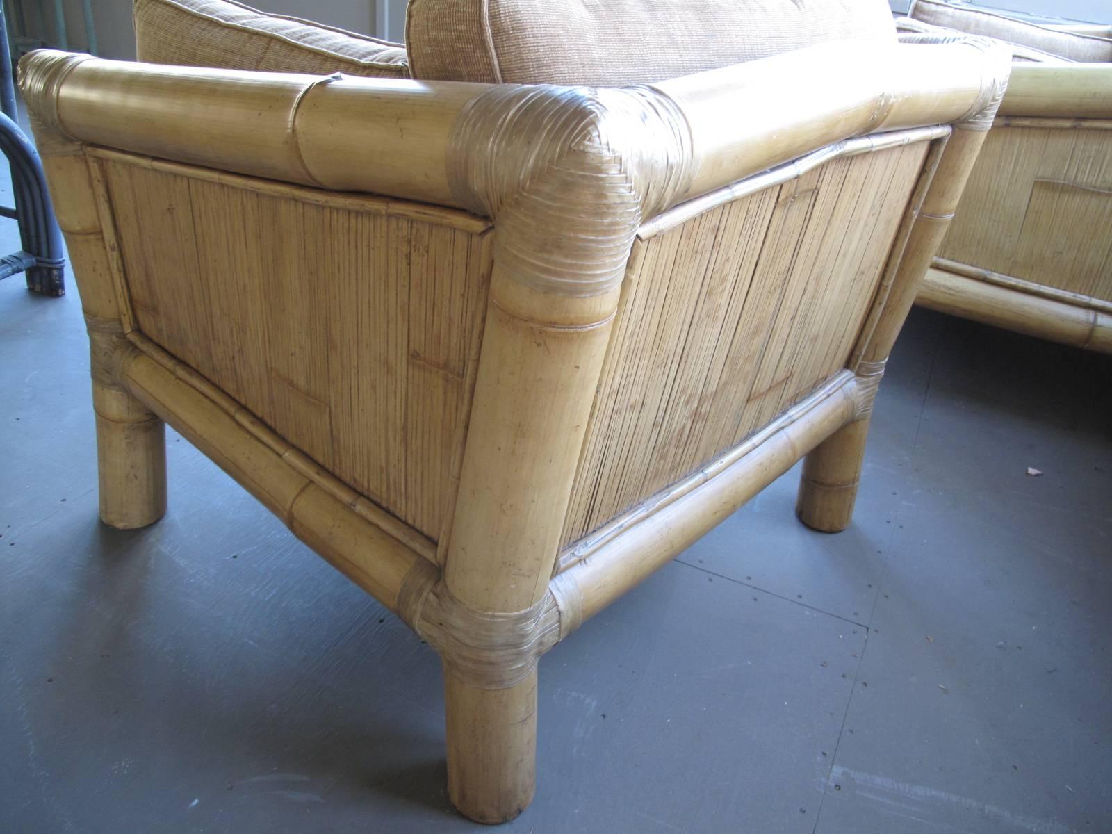 Unknown Mammoth Pair of Bamboo Armchairs For Sale