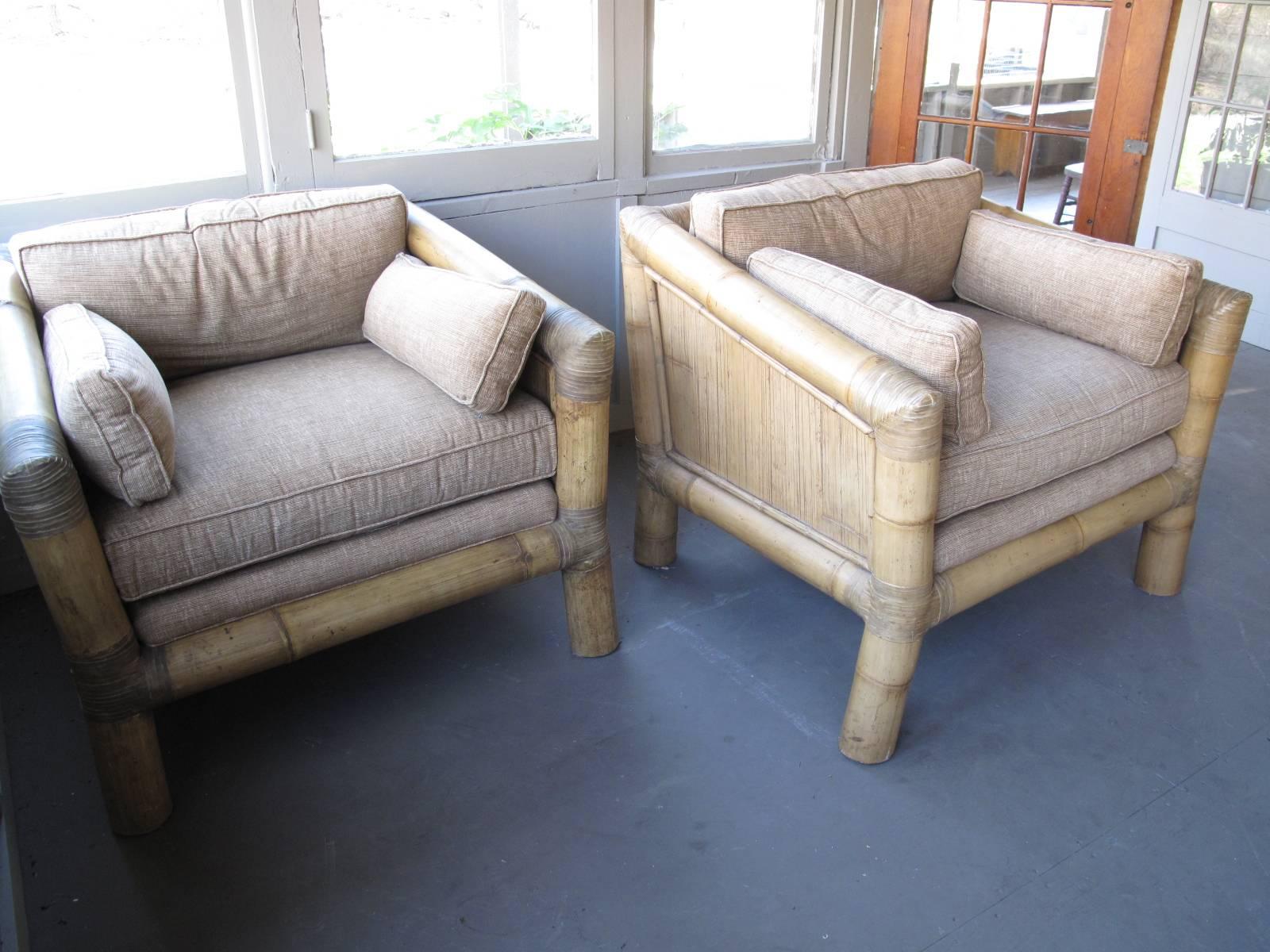 Mammoth Pair of Bamboo Armchairs In Good Condition For Sale In Brooklyn, NY