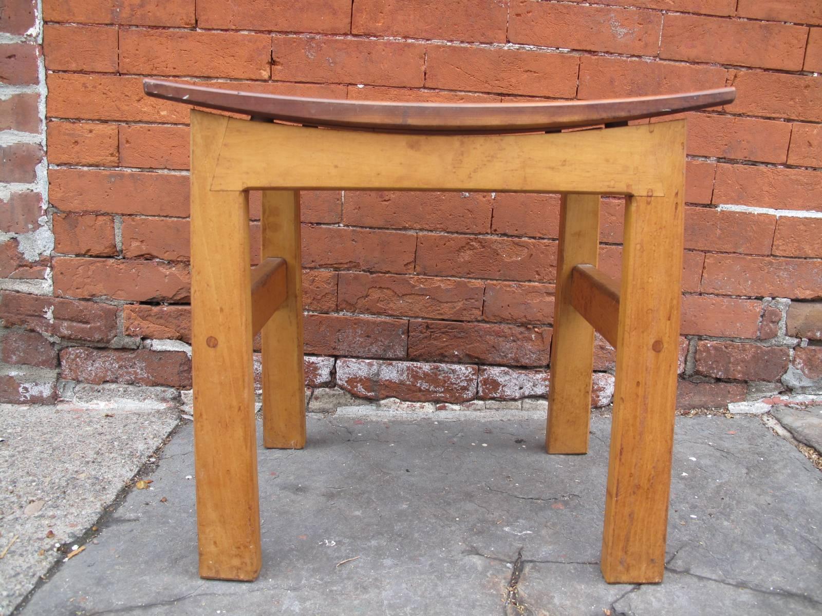 Small handcrafted bench with beautiful joinery. From a Brooklyn, NY estate.