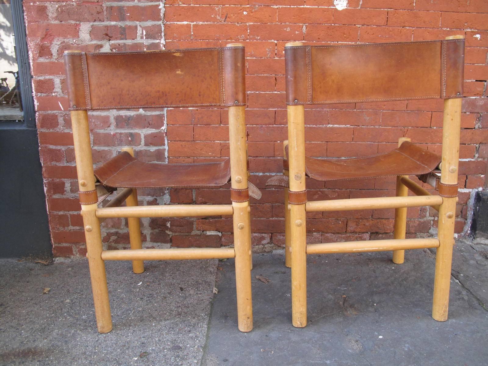 European Pair of Campaign Side Chairs 