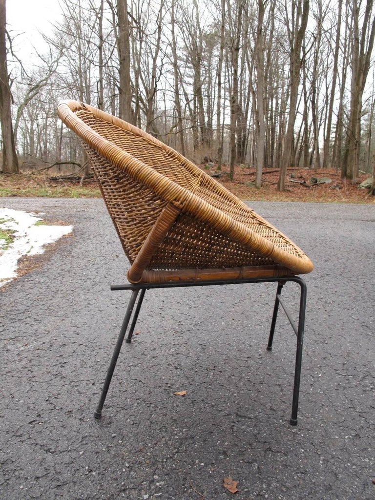 Woven Rattan Saucer Chair at 1stDibs