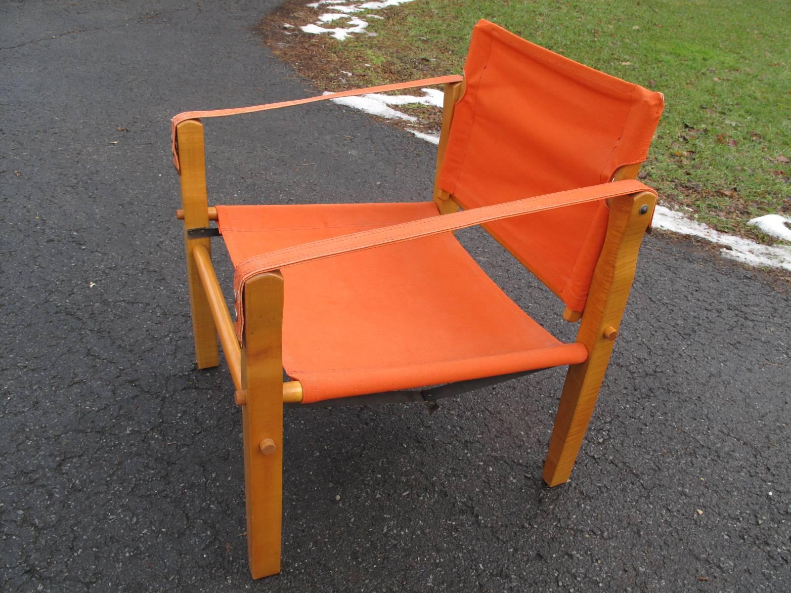 Mid-Century Modern 20th Century American Orange Safari Chair