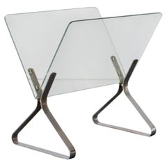 Chrome and Glass Magazine Holder by Milo Baughman