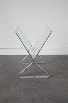 Chrome and Glass Magazine Holder by Milo Baughman