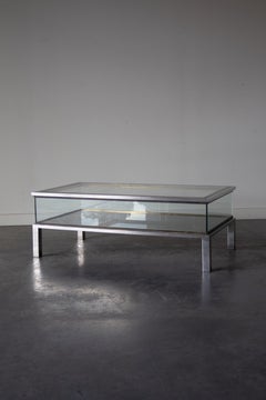 Brass and Chrome Sliding Top Coffee Table by Maison Jansen