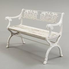 Karl Friedrich Schinkel Inspired Iron Garden Bench in the Neoclassical Style