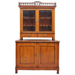  Austrian Biedermeier Cupboard/Bar Cabinet in Cherrywood with Vitrine, c. 1820