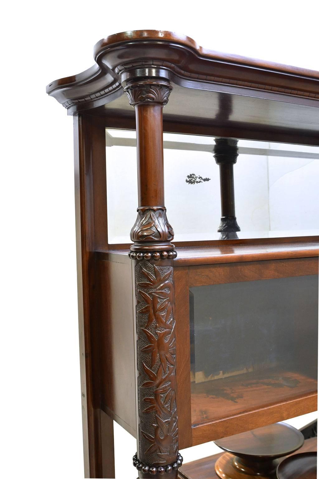 Belle Époque Desert Cupboard in Mahogany with Carved Birds of Paradise For Sale 11