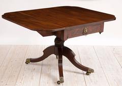 American Federal Drop-Leaf Library or Breakfast Table in Mahogany with Saber Leg