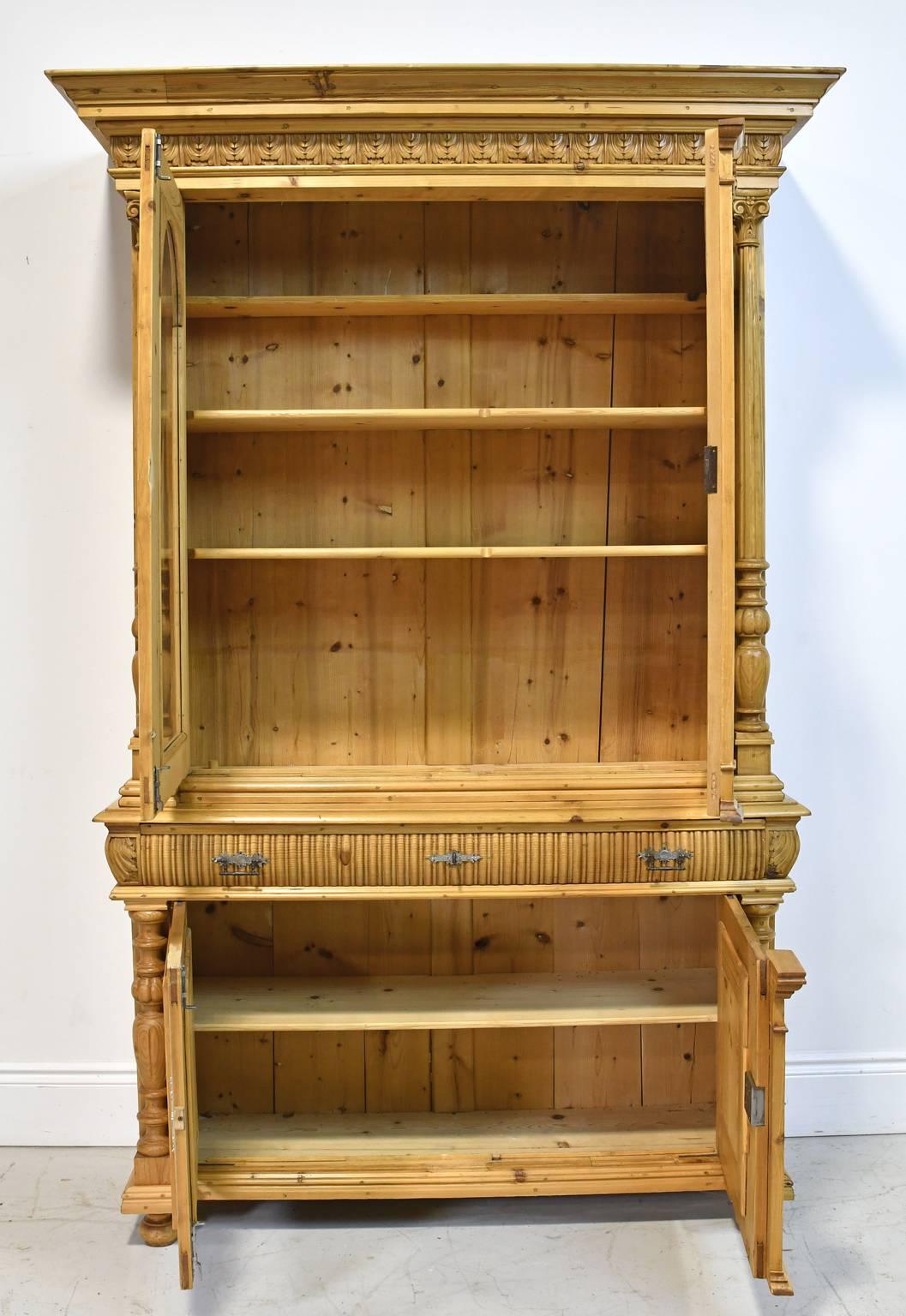 Czech Large Pine Belle Époque Bookcase or Buffet from Bohemia, c. 1880 For Sale