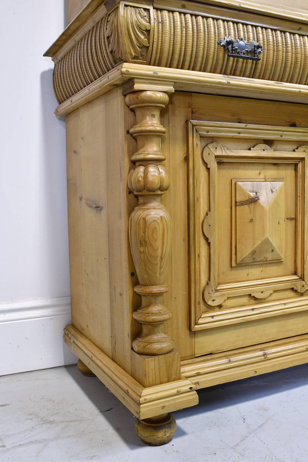 19th Century Large Pine Belle Époque Bookcase or Buffet from Bohemia, c. 1880 For Sale