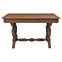 Antique Small European Renaissance Style Dining Table or Writing Desk in Oak