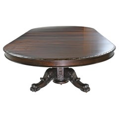 Antique 66" Round Extension Dining Table with Center Pedestal Opening to 12', c. 1880