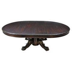 66" Round Extension Dining Table with Center Pedestal Opening to 12', c. 1880