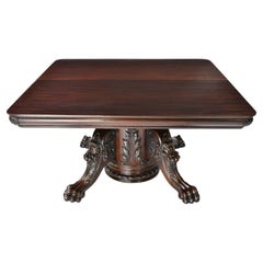 Antique 54" Square to 14' Long Extension Dining Table w/ Pedestal, RJ Horner, NY
