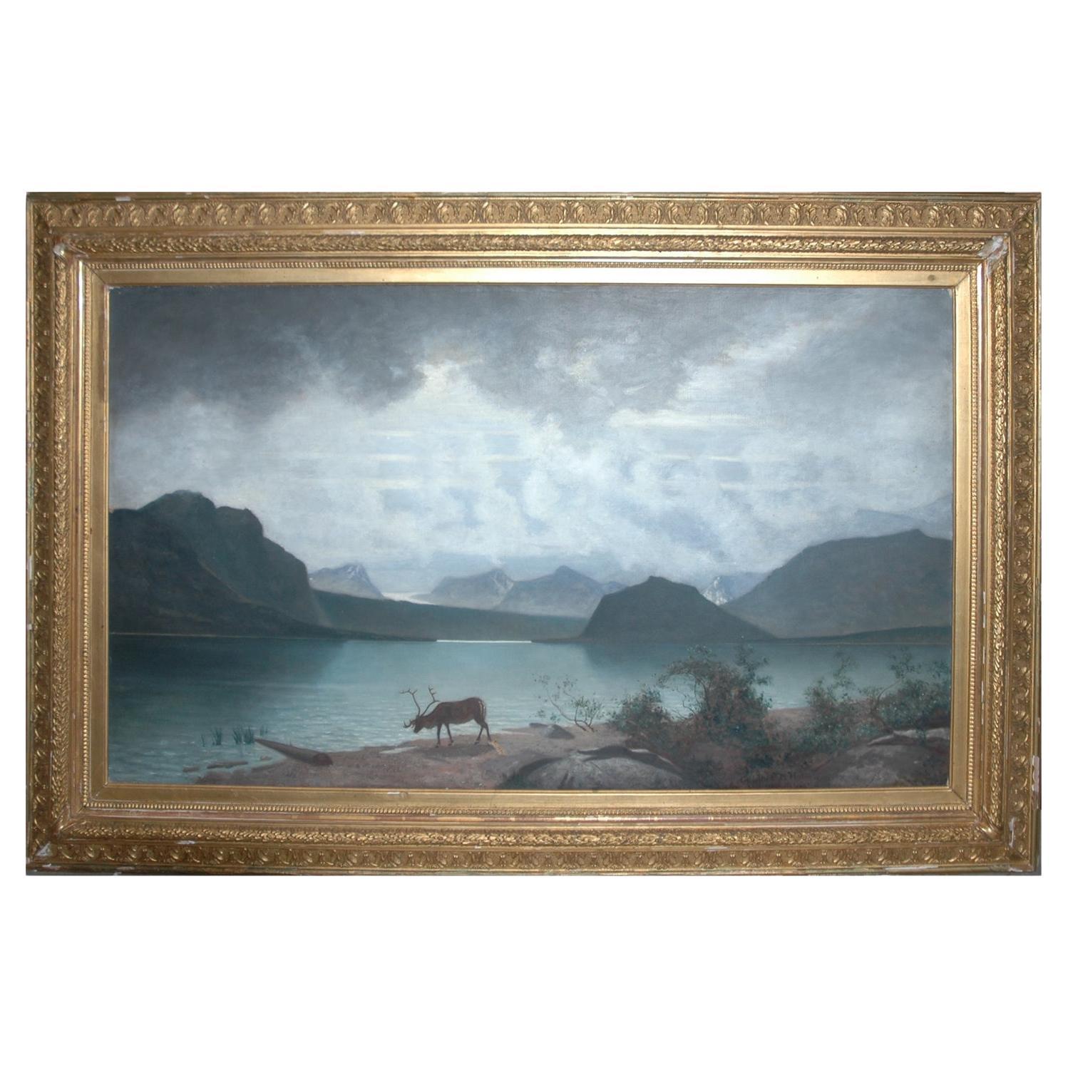 "Mountain Lake, " Saggat Trask Lapland Johan Ringsten or Per D. Holm, c. 1879 For Sale