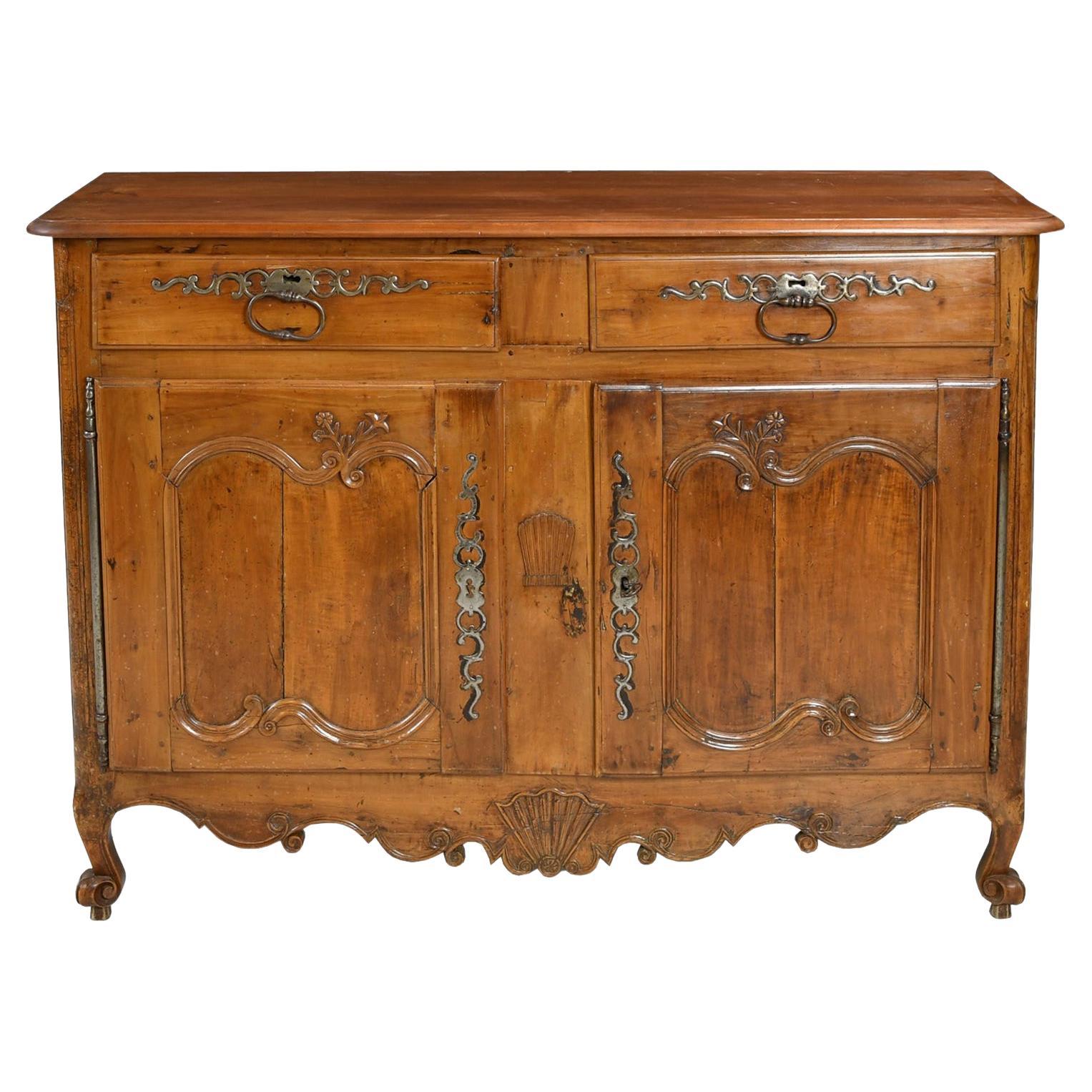 Antique 18th Century French Louis XV Buffet Cabinet in Cherrywood For Sale