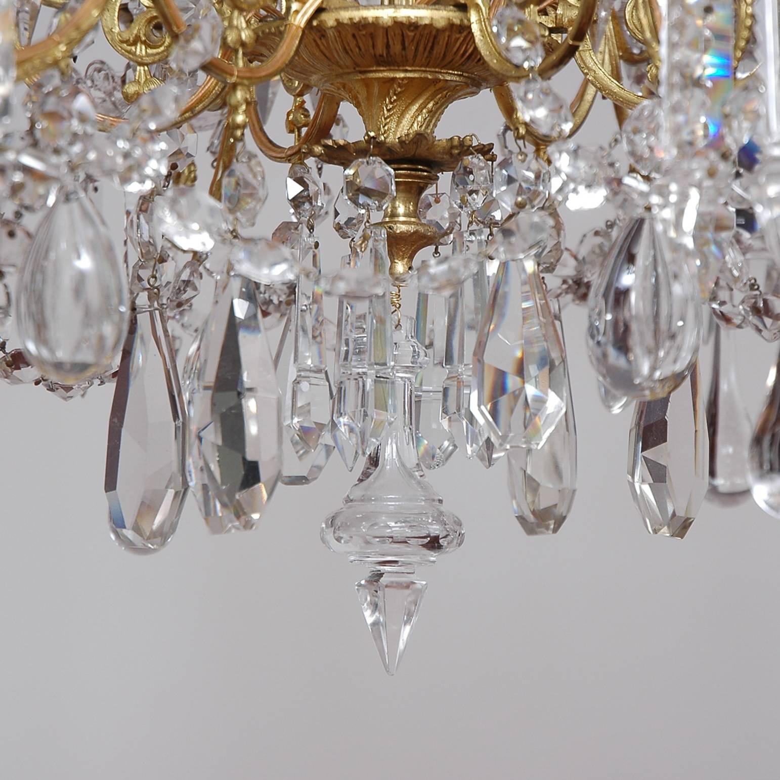 Neoclassical Revival Scandinavian Cut-Glass and Crystal Chandelier with Twelve Lights, circa 1880 For Sale