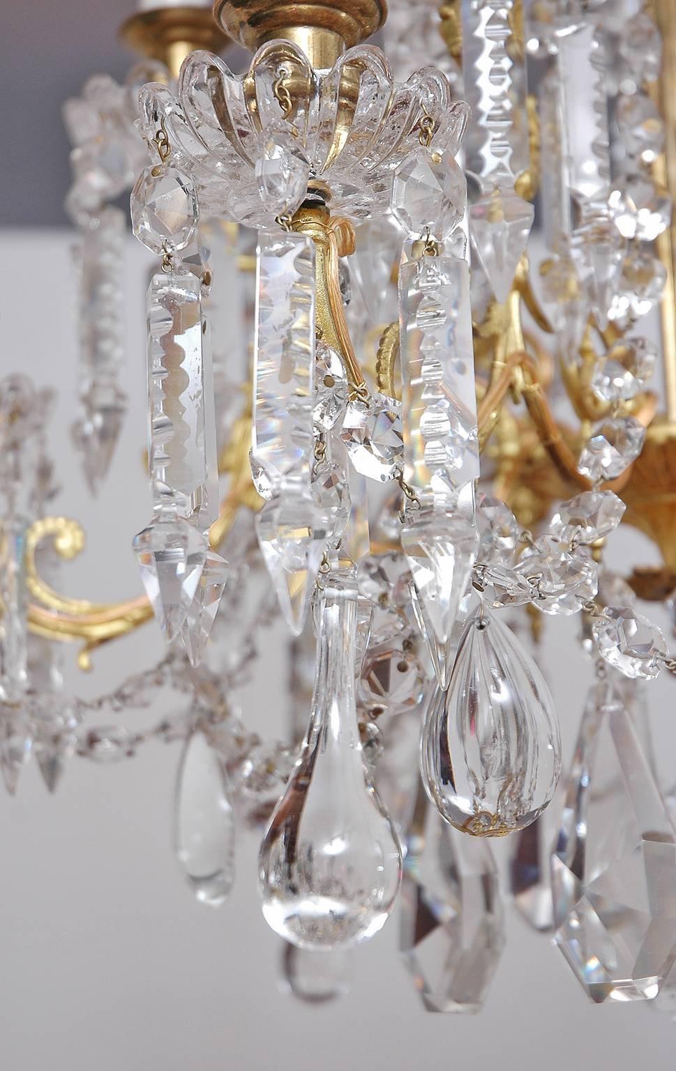 19th Century Scandinavian Cut-Glass and Crystal Chandelier with Twelve Lights, circa 1880 For Sale