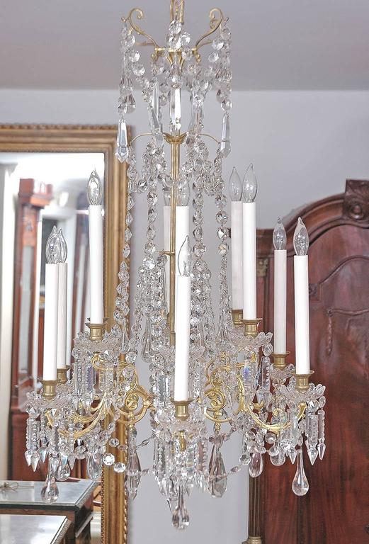 Scandinavian CutGlass and Crystal Chandelier with Twelve Lights, circa
