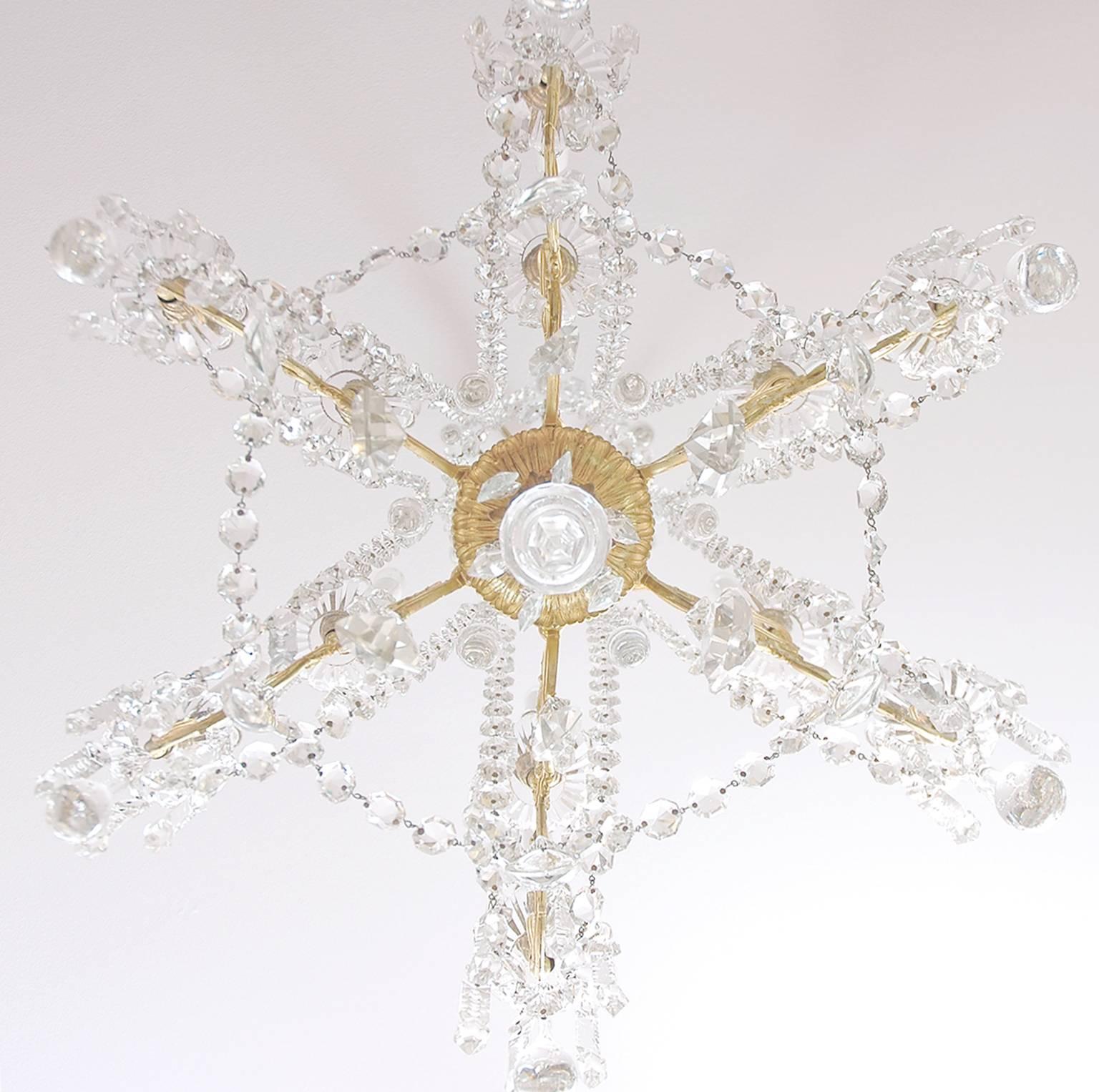 Scandinavian Cut-Glass and Crystal Chandelier with Twelve Lights, circa 1880 For Sale 1