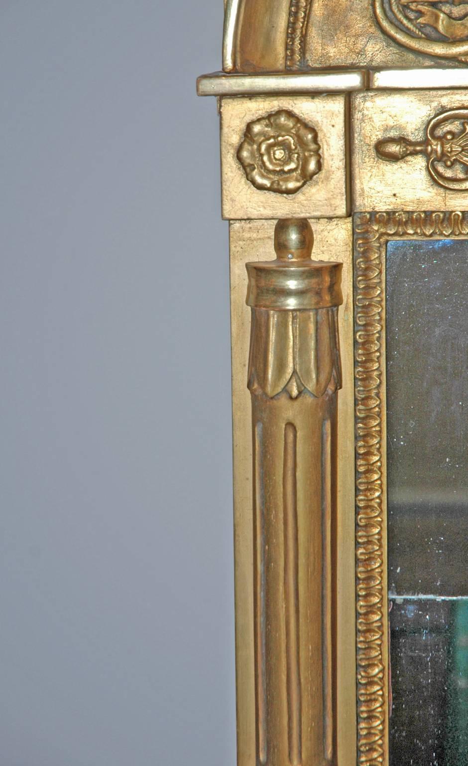 Karl Johan Empire Gilded Mirror with original glass, Stockholm, circa 1827 1