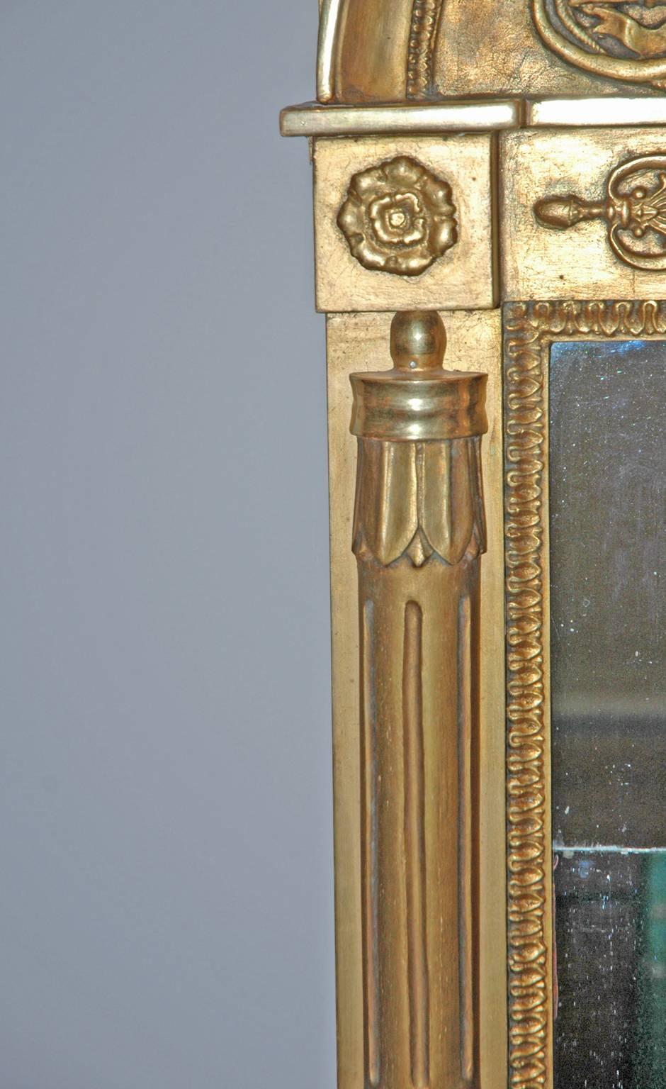 Karl Johan Empire Gilded Mirror with original glass, Stockholm, circa 1827 2