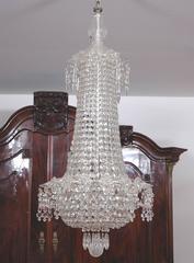 Swedish Art Deco Bag & Tent Cut-Crystal Chandelier with Chrome Frame, circa 1930
