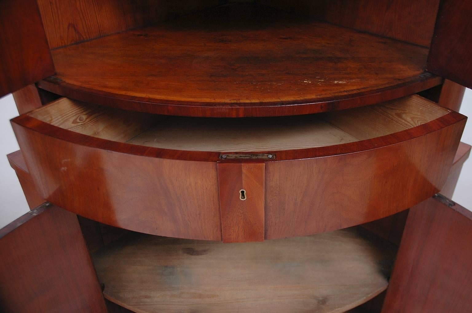 Early 19th Century Empire / Early Biedermeier Corner Cabinet in Mahogany, Sweden, circa 1815 For Sale