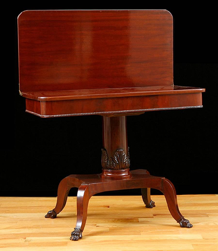 Exceptional Danish games table executed during the reign of Christian VIII. Beautiful West Indies mahogany and well articulated carving. Very contemporary form that can be used through out the home as decorative or utilitarian design.

Measures: