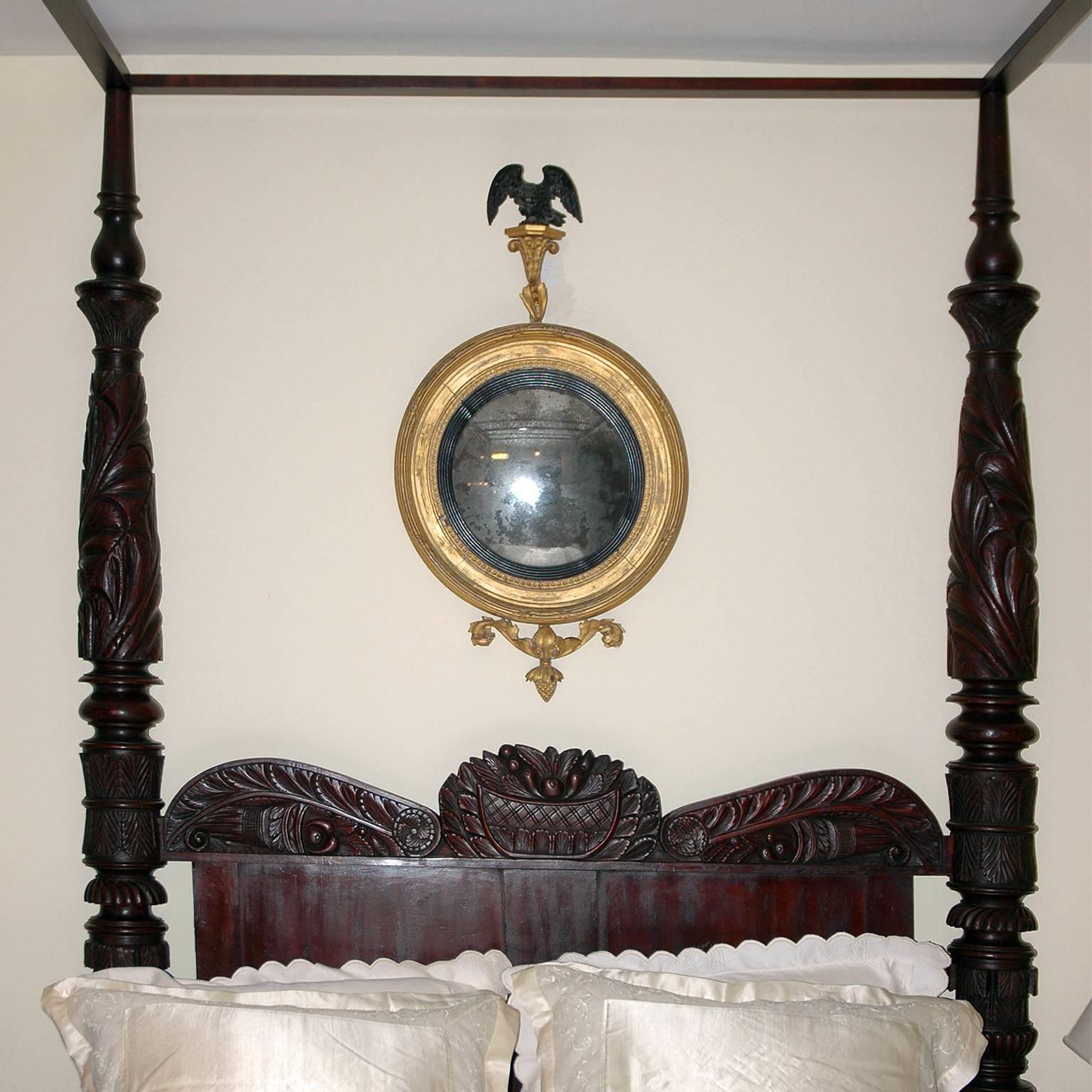 Ebonized American Federal Girandole Mirror, circa Late 1700s