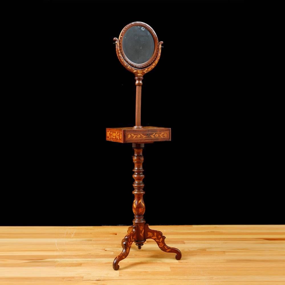 Inlay Dutch Shaving Stand in Mahogany w/ Marquetry in Tulipwood and Kingwood