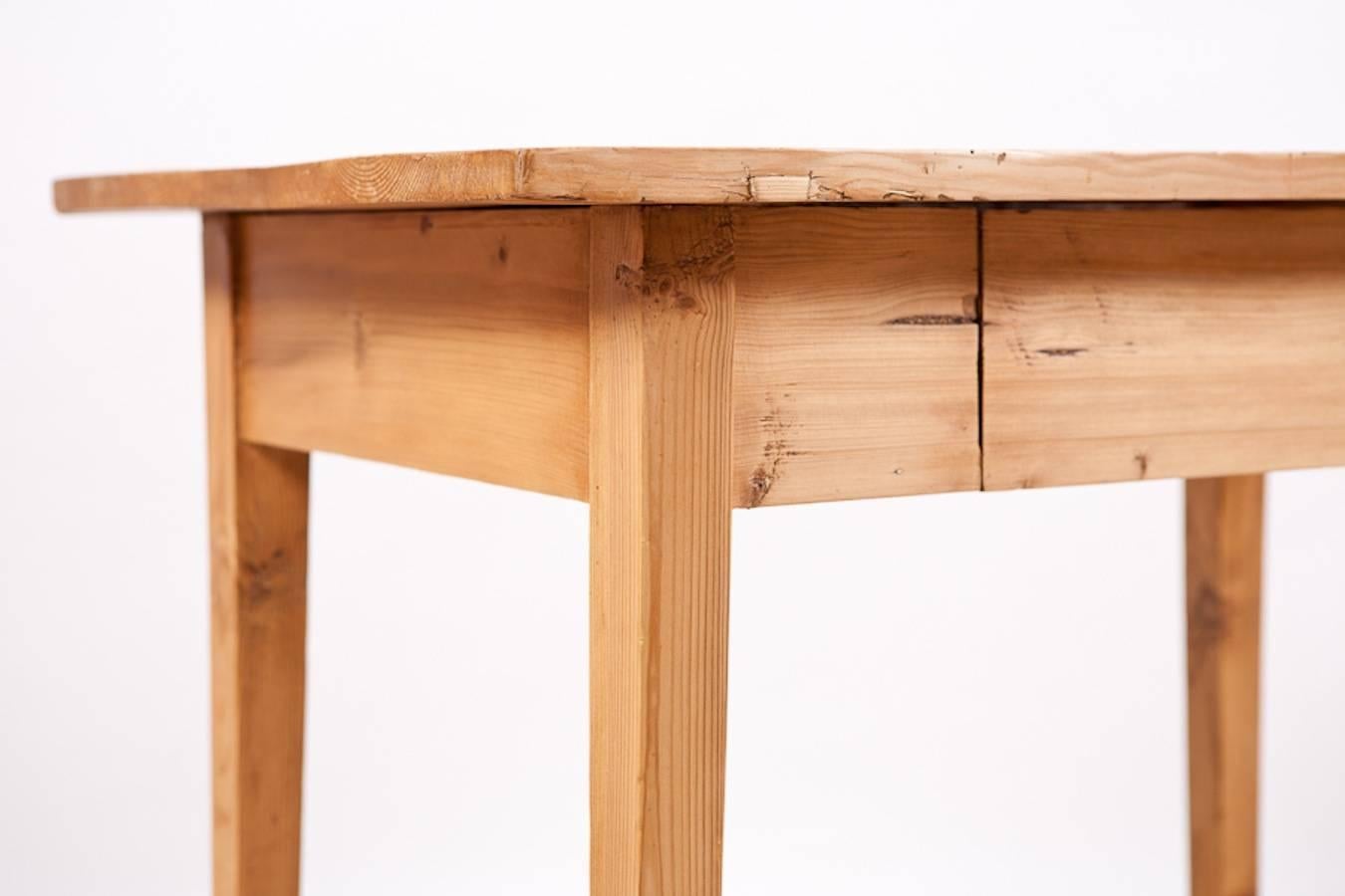 German Small Jugendstil Pine Table with Drawer, circa 1900