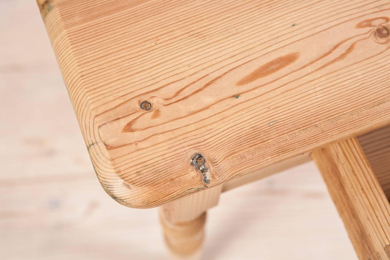 German Side Table in Pine with Turned Legs and Drawer, circa 1850 1