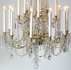 Fifteen-Light Neoclassical Cut Glass and Crystal Chandelier