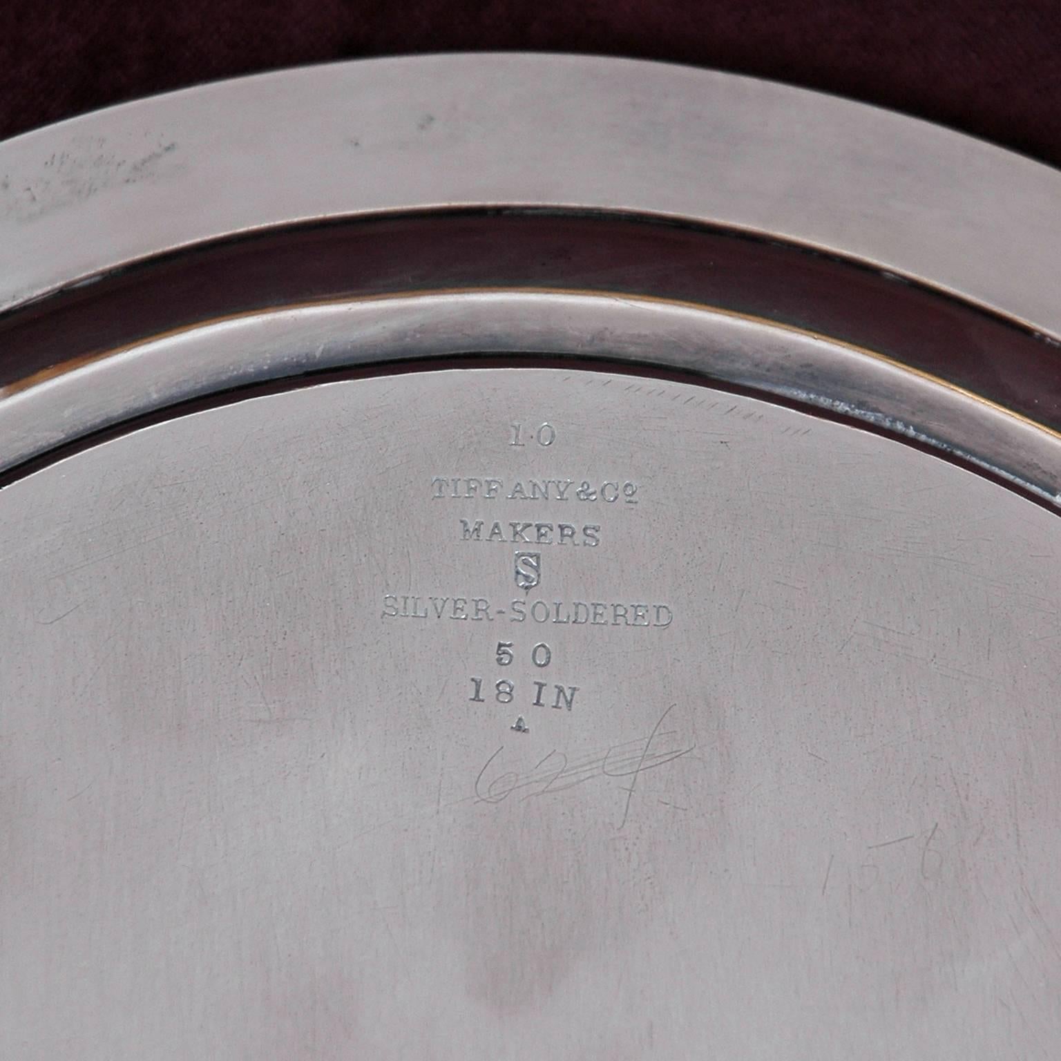 American Tiffany and Co, Silver-Soldered Oval Footed Tray, Dated 1957