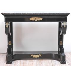 Second Empire Ebonized Console with Ormolu Mounts and Negro Marquina Marble Top