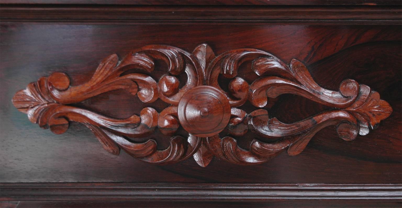 Carved 19th Century Post Civil War American Rosewood Chest of Drawers w/ Marble Top For Sale