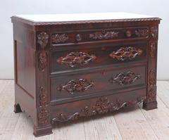 19th Century Post Civil War American Rosewood Chest of Drawers w/ Marble Top
