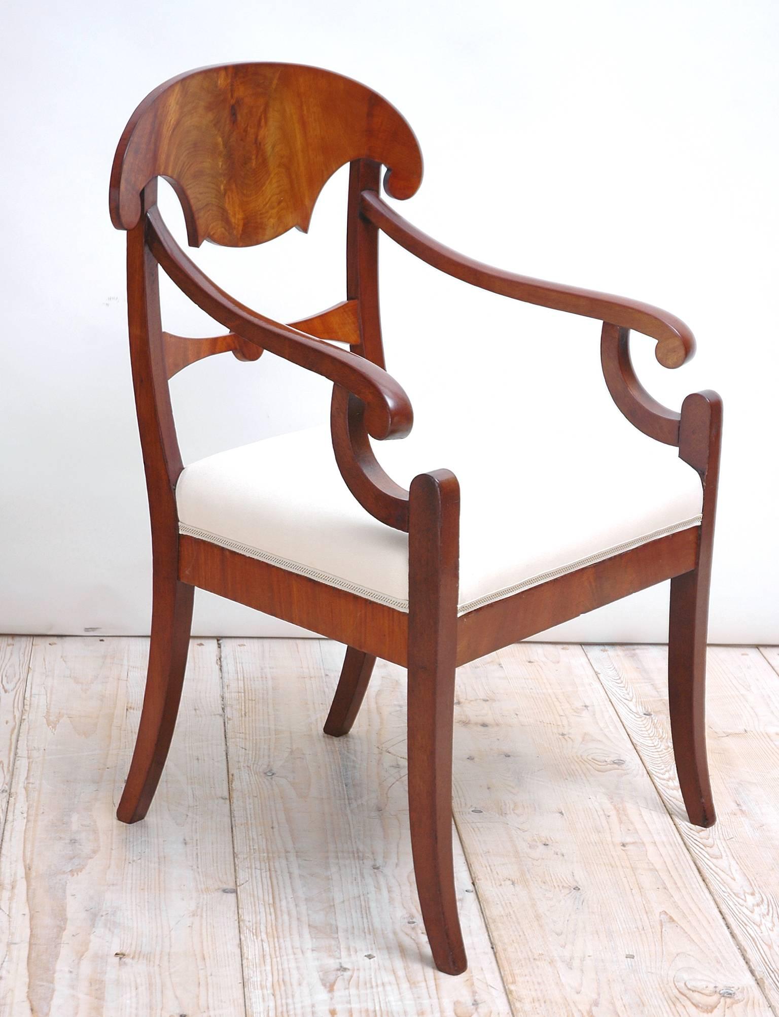 Pair of Swedish Karl Johan Mahogany Arm Chairs, circa 1830 1