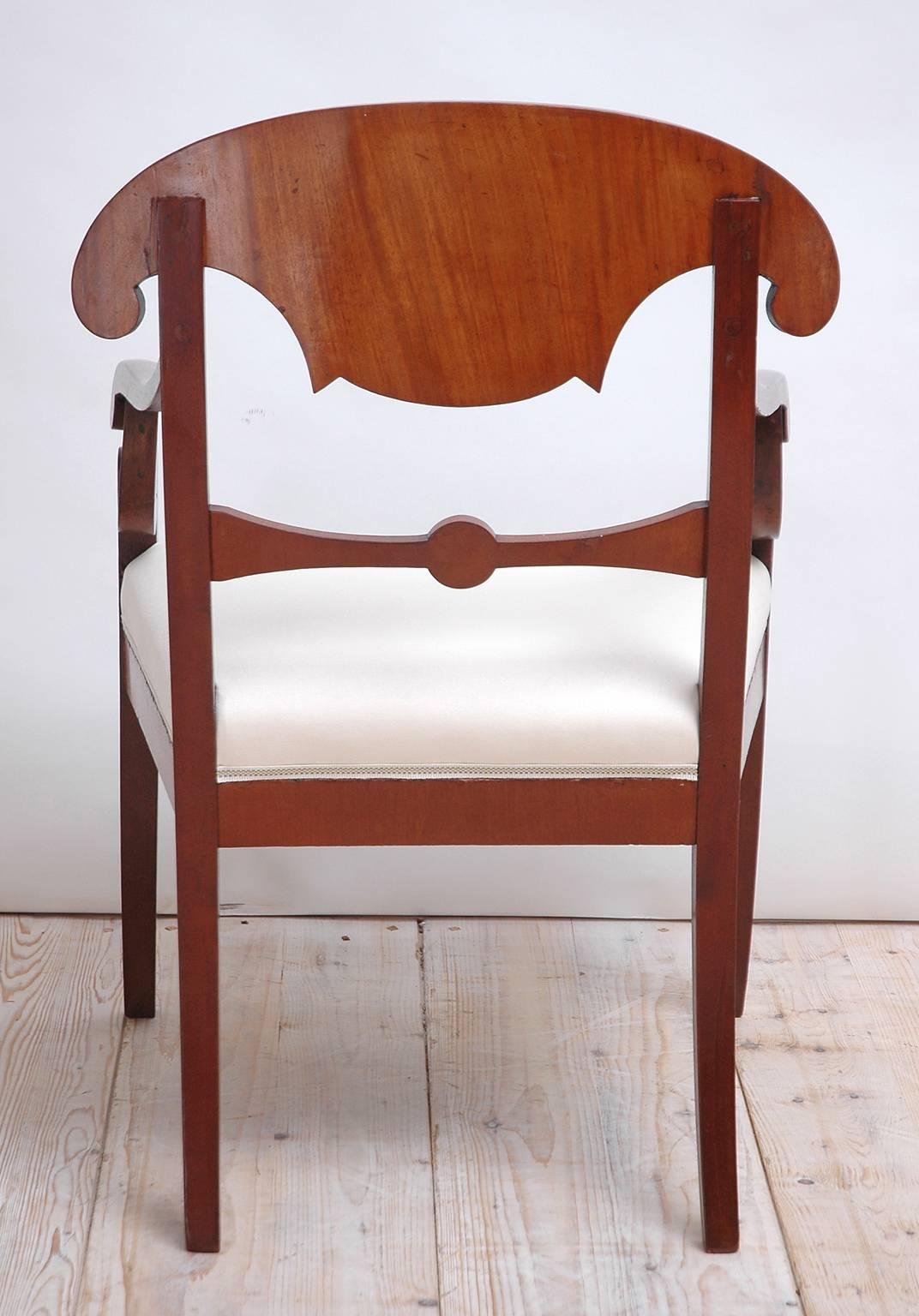 Pair of Swedish Karl Johan Mahogany Arm Chairs, circa 1830 3