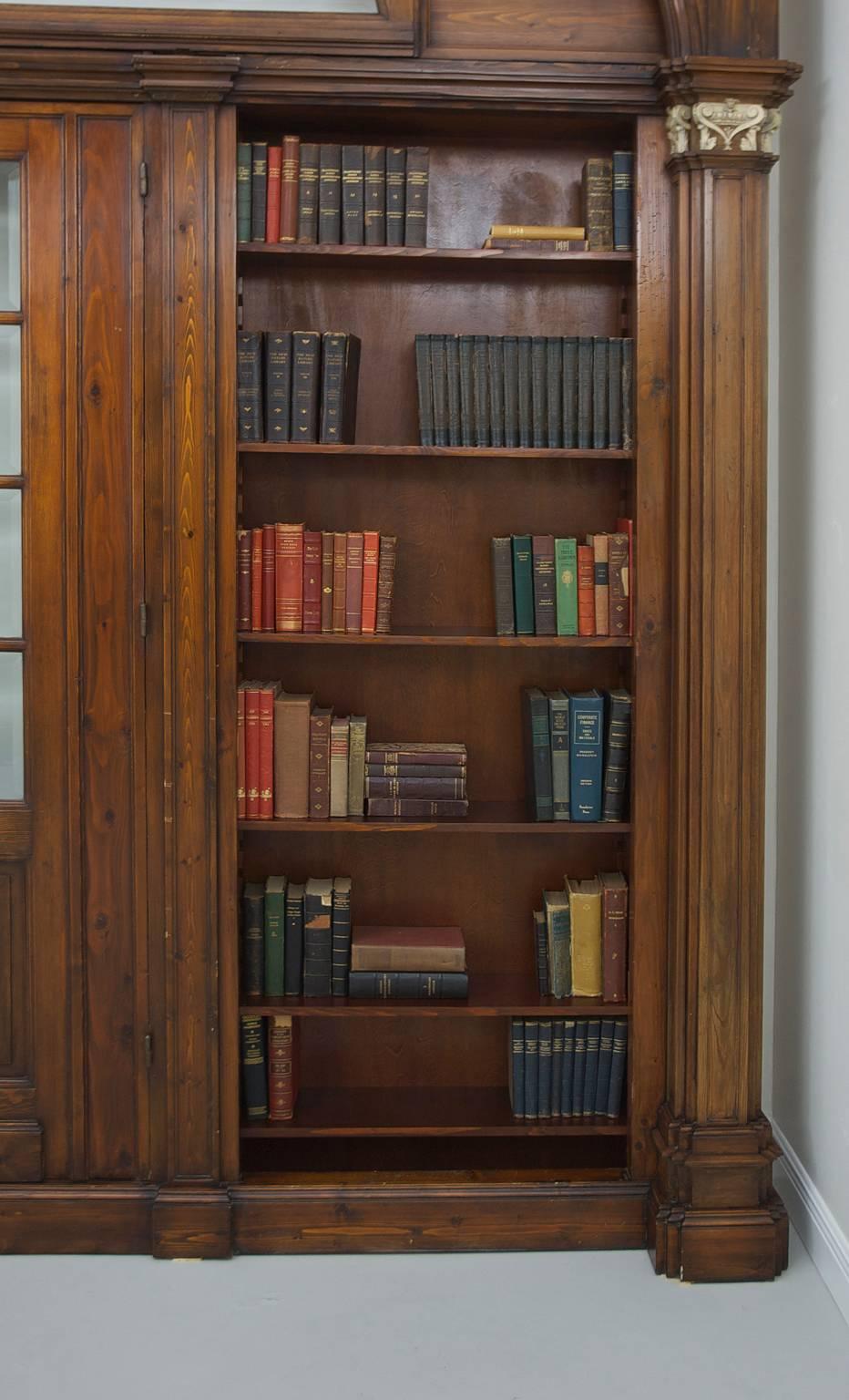 Large Antique Architectural Pass-Through with Bookcases Flanking Two Entry Doors In Good Condition In Miami, FL