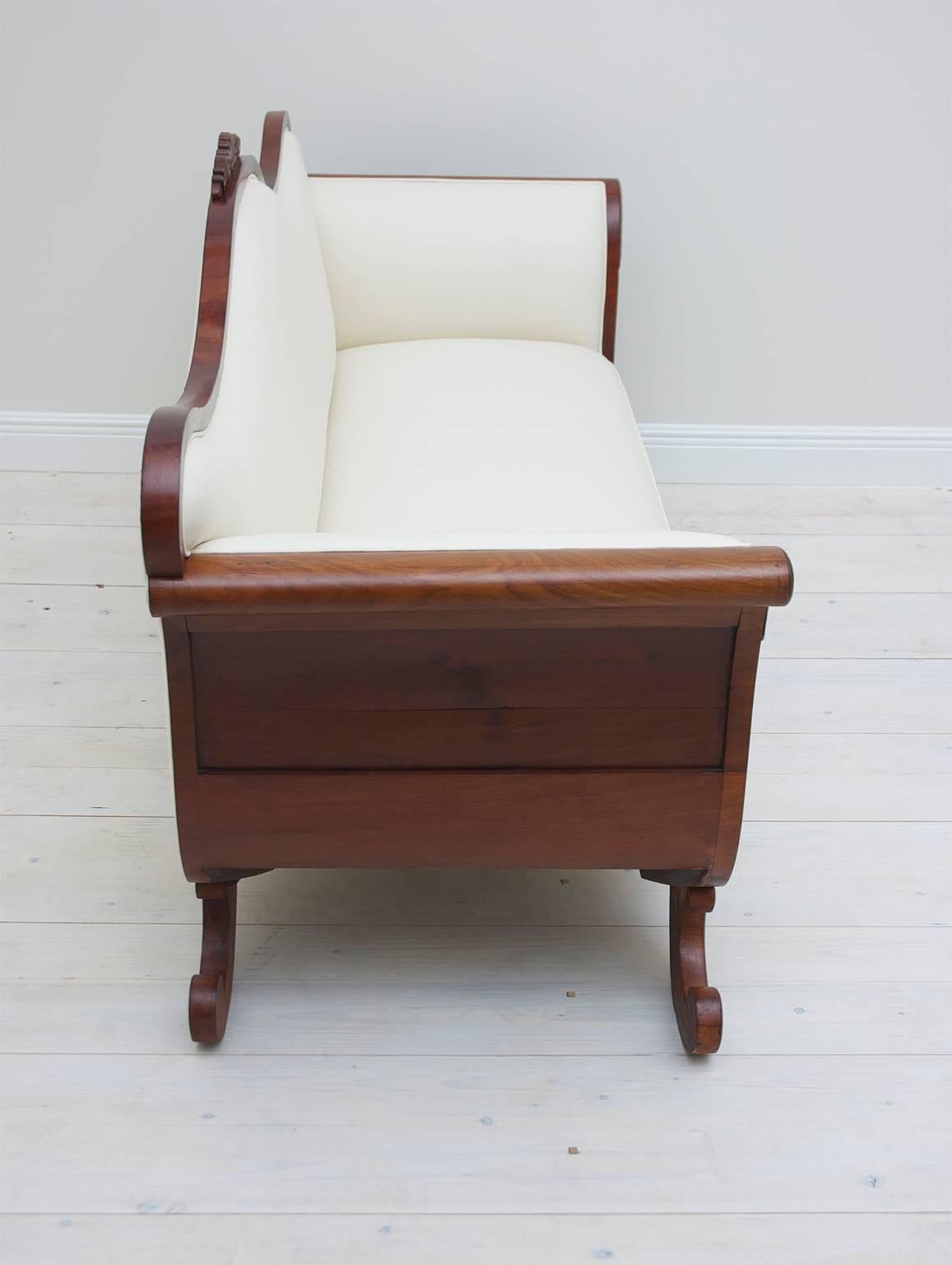 Fabric Scandinavian Empire or Early Biedermeier Sofa with Mahogany Frame and Upholstery