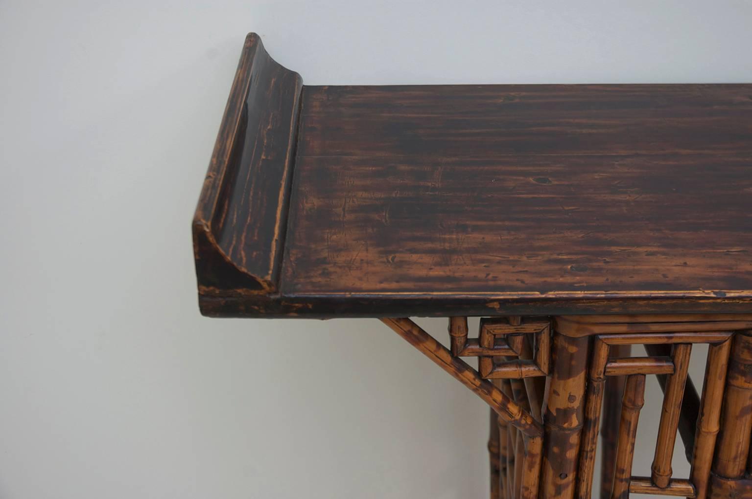19th Century Antique Chinese Bamboo Altar Table