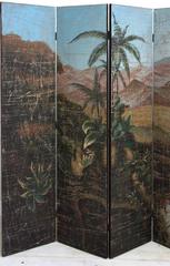 Large Painted Screen of "Valle de Viñales" in Cuba, circa 1890